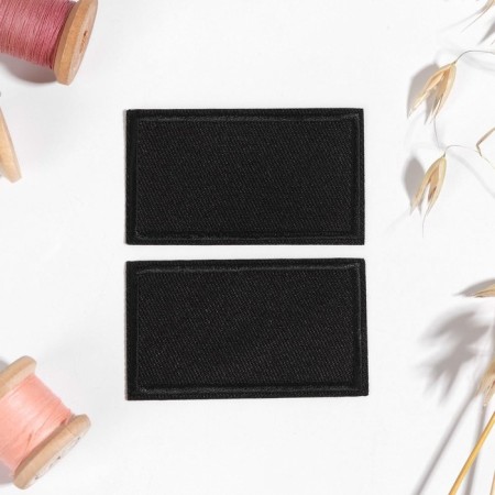 Clothing patch "Rectangle", 6.5 × 3.8 cm, heat -mileyle, black color-1