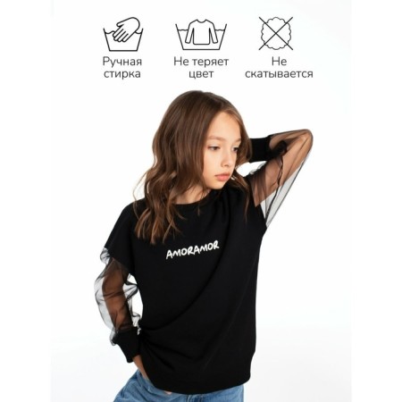Sweatshirt for girl Crystal, height 146 cm, black color-11