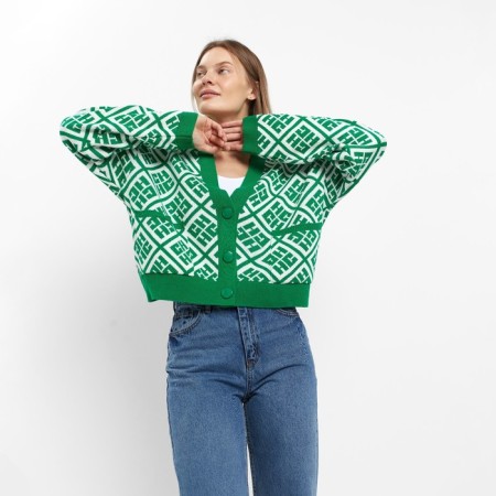 Cardigan female, dark green color, one size (42-46)-3