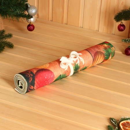Rug-lane with a print "Happy New Year, with a light steam", 50x155 cm-1