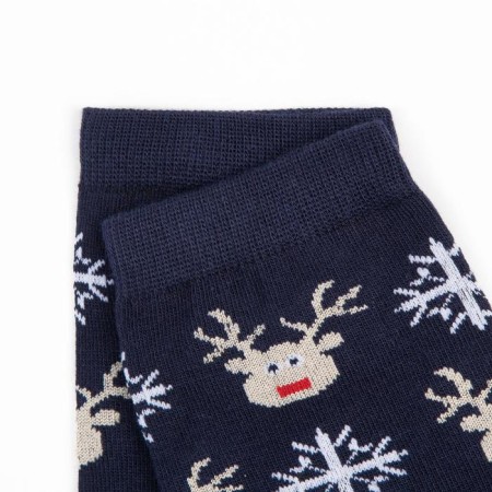 Male socks "Deer and snowflakes" Blue color, size 29-1