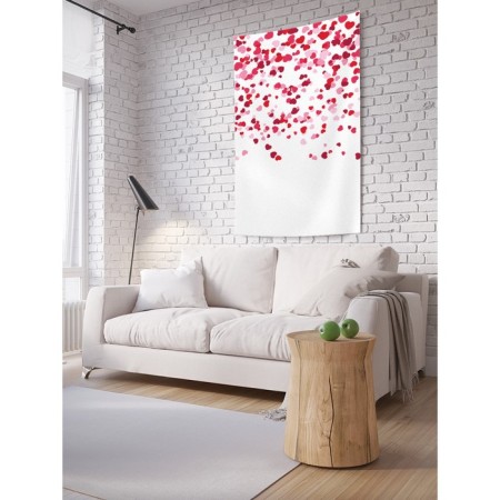 Decorative panel with photo printing "Rain of hearts", vertical, size 100x150 cm
