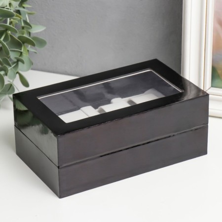 Casket Plastic for clock 2 compartments and jewelry "Black Python" 7x10.5x17.5 cm-3