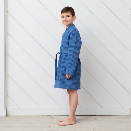 Wafel children's robe I "BOHO" R.34 (122-128 cm) col. Blue, 100%HL, 290 g/m2-1