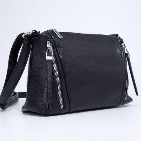 Bag Cross-Bodi with a zipper, black color-2
