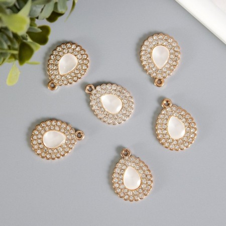 Decor for creativity plastic "Drop in openwork" gold with rhinestones 3.2x2.4x0.6 cm-2
