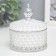 Casket Glass "Rombs and Dome" White with silver 11x8.5x8.5 cm