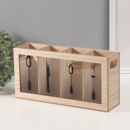 Standing tree with divisions "Fork, spoon, knife" 8x30x15 cm-2