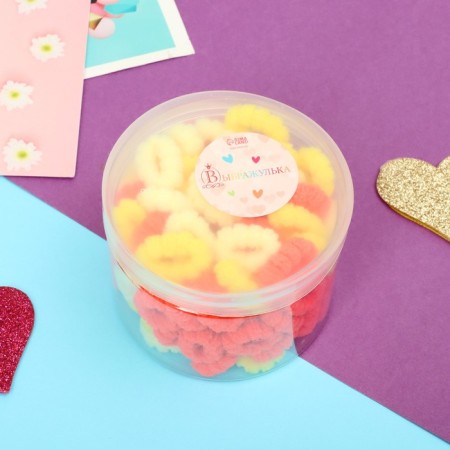 Hair elastic band "Baby" (set of 100 pcs) brightness, 2 cm, mix-1