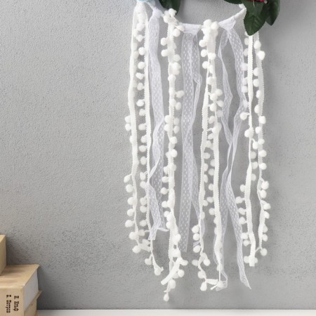 Panel Textile "Flower Wreath with bamboo" 68x20 cm-2