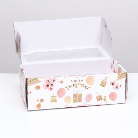 Self -charged box, with a window, "Happy Birthday!" 16 x 35 x 12 cm.-2