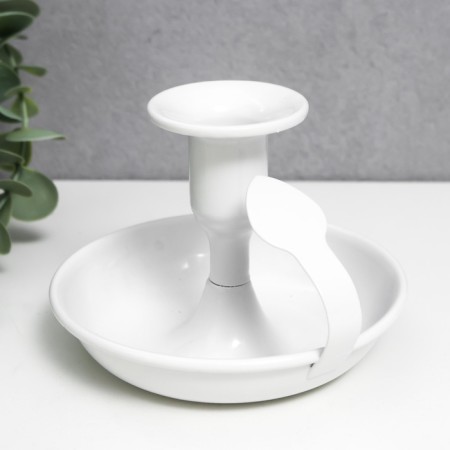 Summary Metal for 1 candle with the handle "bend" white 9x10.5x10.5 cm-1