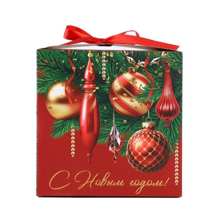Box a gift New Year's folding "New Year's Classics", 18 x 18 x 18 cm, New Year-2