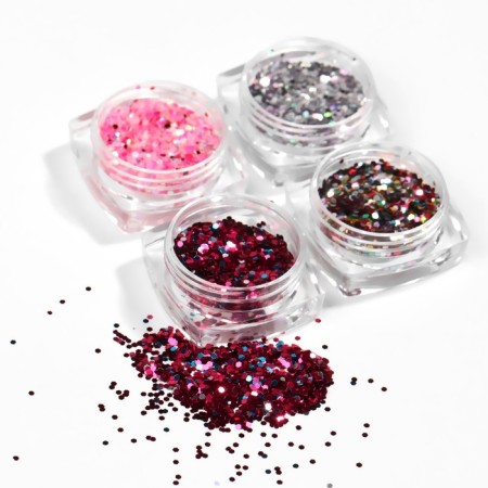 Sparkles for decor, large/small, set 4 jars, multi -colored