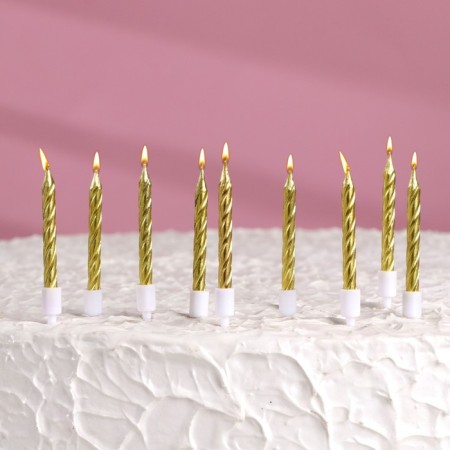 Set of candles in the cake "Spiral", 200pc, 5 cm, gold metallic-3