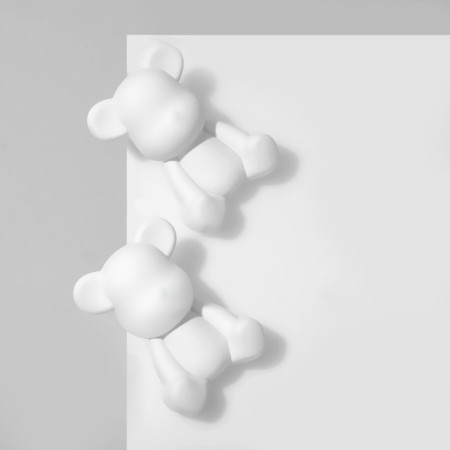 Earrings plastic "Bear", white color