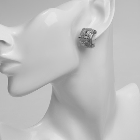 Earrings Metal "Geometry" volume, color silver-2