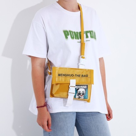 Youth bag with zipper, yellow color-6
