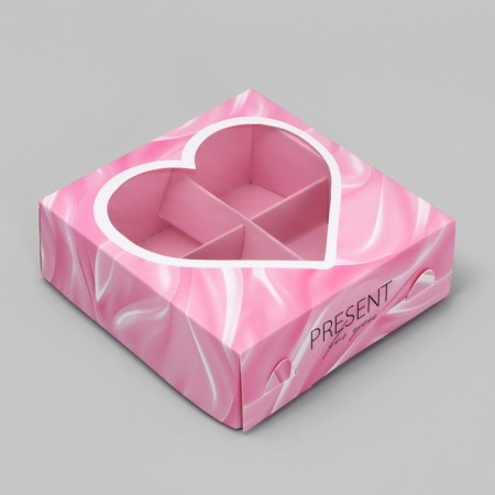 Box for sweets, confectionery packaging, 4 cells, “Favorite Sweet”, 10.5 x 10.5 x 3.5 cm