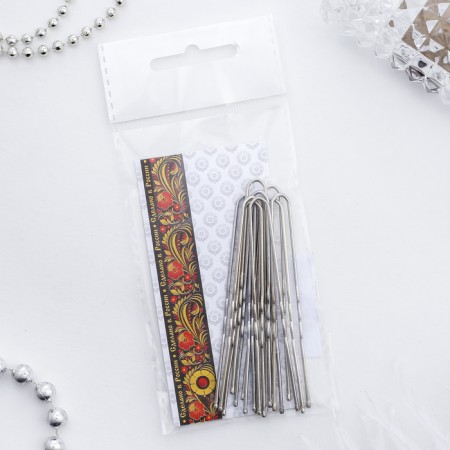 Hair hairpin "Narodnaya" 7.2 cm, chrome (set 10 pcs)-1