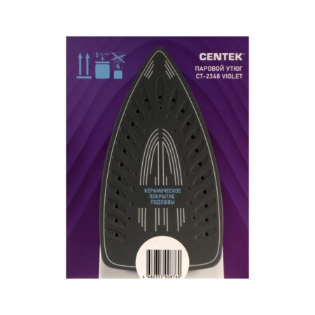 Iron CENTEK CT-2348, 1300-1800 watts, ceramic soles, 200 ml, purple-13