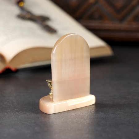 Icon with the candlestick "Holy Trinity", Selenite-2