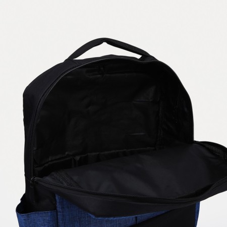 Set of men's backpack on a zipper with USB, external pocket, cosmetic bag, bag, blue color-7