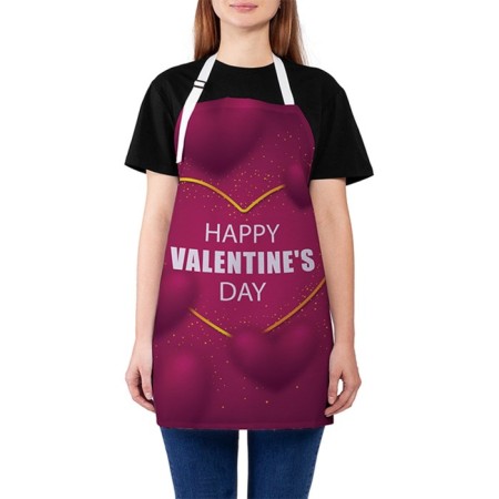 Kitchen apron with a photo print "Happy Valentine’s Day", adjustable, size OS