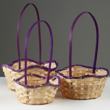 Camping of baskets, 19x7.5x9.5/31 cm, 22x9x11/34 cm, 24x9x11.5/35 cm, 3 pcs, purple, bamboo