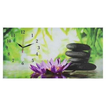Carty watch is wall-mounted, on canvas, interior, silent "flowers and stones", 40 x 76 cm