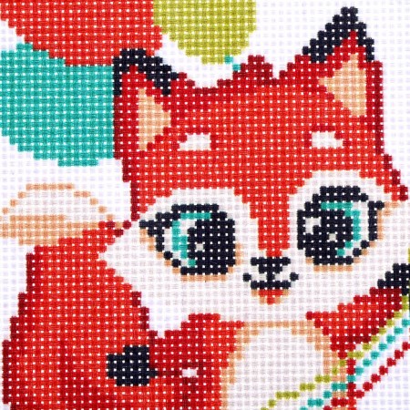 Canvas for embroidery with a cross "Fox with balls", 20 x 15 cm-2