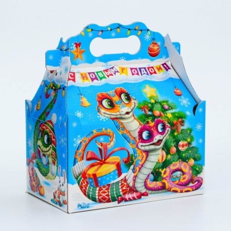 New Year. Gift box New Year's casket is a simple "snake" with animation 20 x 12 x 17 cm.-1