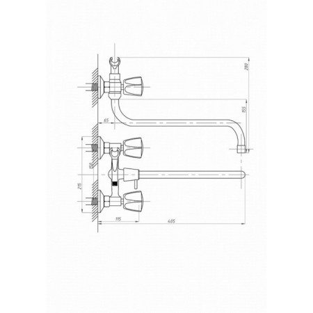 FAUZT FZS-471-17 bathtub mixer, two-wound, pour 340 mm, watering can, chrome-3