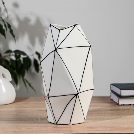 VAZ Coramics Table "Picasso" (manual painting) Triangles, H-25 cm, black and white
