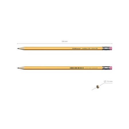 Chernographic pencil with Erichkrause Amber 101, NV, Griffel D = 2.2 mm, wood, hexagonal in the box, yellow case-6