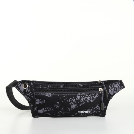 Lightning waist bag, outer pocket, USB connector, black color-1