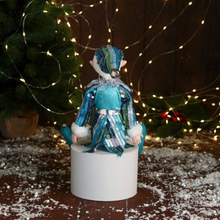 New Year's jester "in a brilliant suit" 40 cm, blue-2