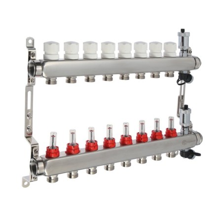 Aqualink Collector Group, 1 "X3/4", 8 outputs, with consumables, stainless steel