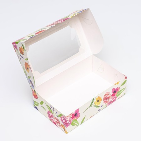 Folding box with a window for marshmallows "Field flowers", 25 x 15 x 7 cm-5