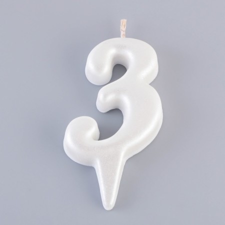Candle for Cake "Oval" Number "3", large, pearl, 5.5 cm-2