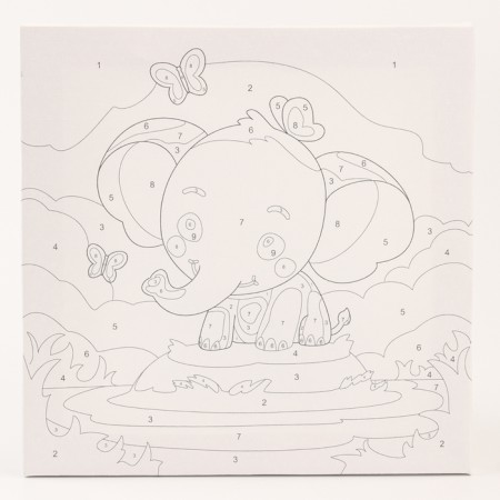 Picture on the numbers "Elephant", 20 × 20, on canvas, with a subframe-3