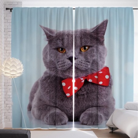 Photostes "Gray Topic Scottish Vislouhai", Saten, size 145x265 cm, 2 pcs