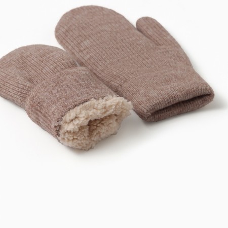 Women's mittens minku, brown color, 22 cm-2