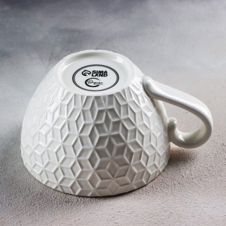 Ceramic mug "hearts", 290 ml, white color-3