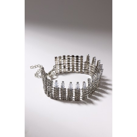 Bracelet with rhinestones "Illusion" drops, white color in silver-3
