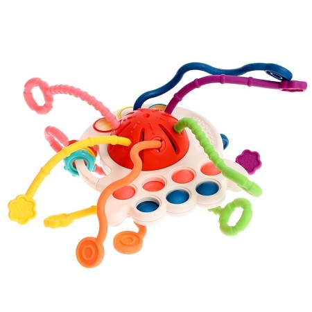 Developing toy "Octopus", with tactile rubber bands, Mix color-9