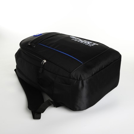 Youth backpack on a zipper, 4 pockets, black/blue color-4