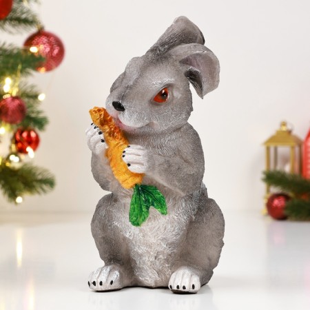 Garden figure "Hare with carrots" Gray, 26x16x12cm-3