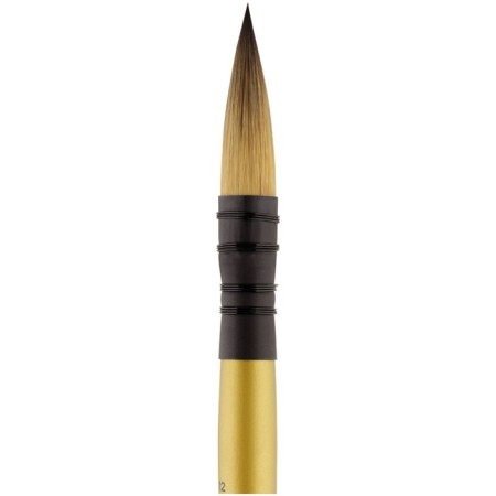 Synthetic brush, round, gamma "Gold Brush" No. 12, French mount, short handle-2