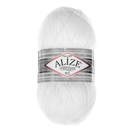 Yarn "Superlana Tig" 25% wool, 75% acrylic 570m/100g (55 white)-1